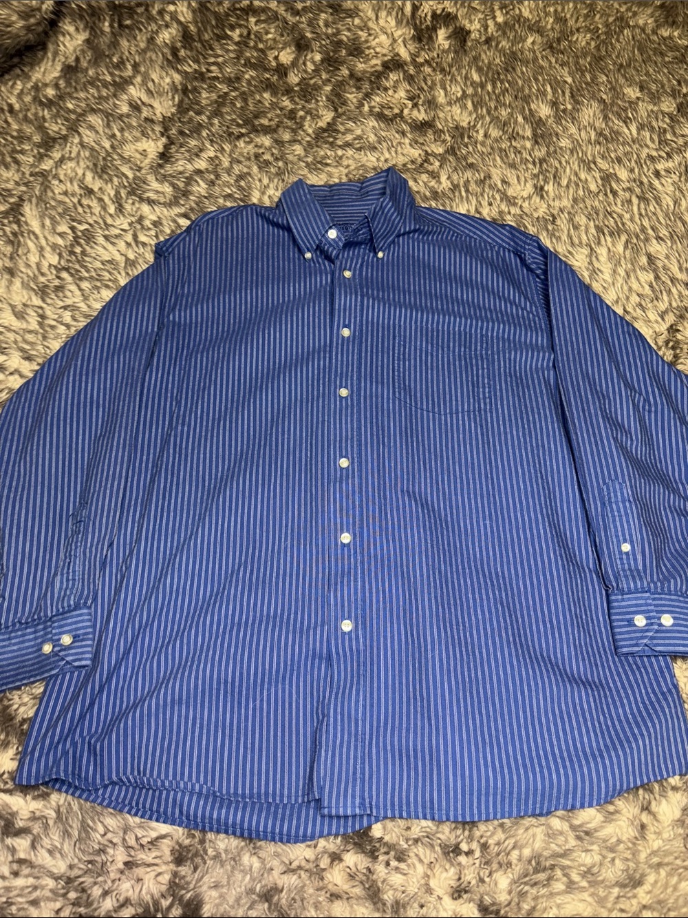 Classic Men's Blue Striped Button-Down Dress Shirt